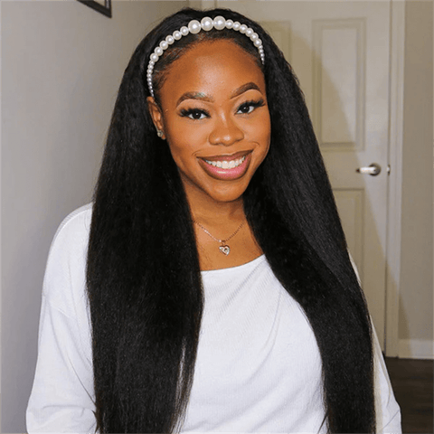 Lemoda 3 In 1 Half Wig Easy Wear Yaki Straight Glueless Flexi - Fit Drawstring Wig - Lemoda Hair