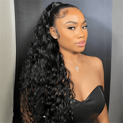Lemoda 3 In 1 Half Wig Water Wave Flexible Fit Half Wig With Drawstring Beginner Friendly - Lemoda Hair
