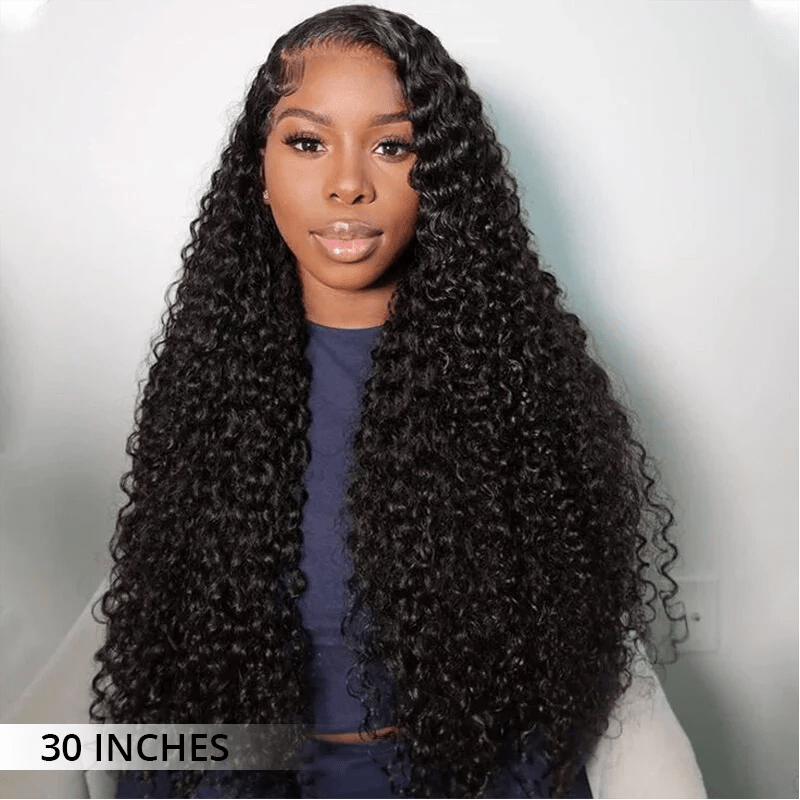 Lemoda 300% Density Human Hair Deep Curly Transparent Lace Front Wigs With Flexi - Fit Drawstring - Lemoda Hair