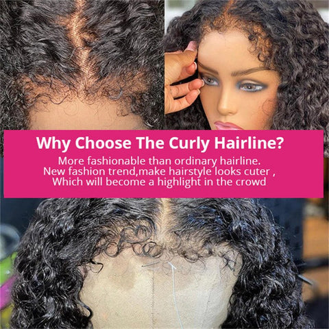 Lemoda 4C Edges Curly Baby Hair 13x4 13x6 HD Invisible Lace Frontal Kinky Curly Human Hair Wigs with Natural 4C Edges - Lemoda Hair