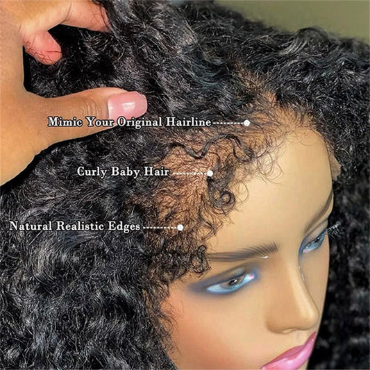 Lemoda 4C Edges Curly Baby Hair 13x4 13x6 HD Invisible Lace Frontal Kinky Curly Human Hair Wigs with Natural 4C Edges - Lemoda Hair