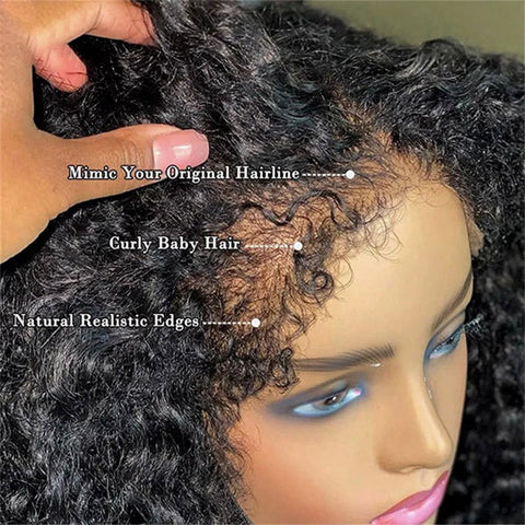 Lemoda 4C Edges Curly Baby Hair 13x4 13x6 HD Invisible Lace Frontal Kinky Curly Human Hair Wigs with Natural 4C Edges - Lemoda Hair