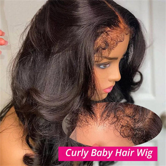 Lemoda 4C Edges Hairline Lace Front Wigs Body Wave HD Invisible 13x4 13x6 Frontal Wigs With Kinky Edges Curly Baby Hair - Lemoda Hair
