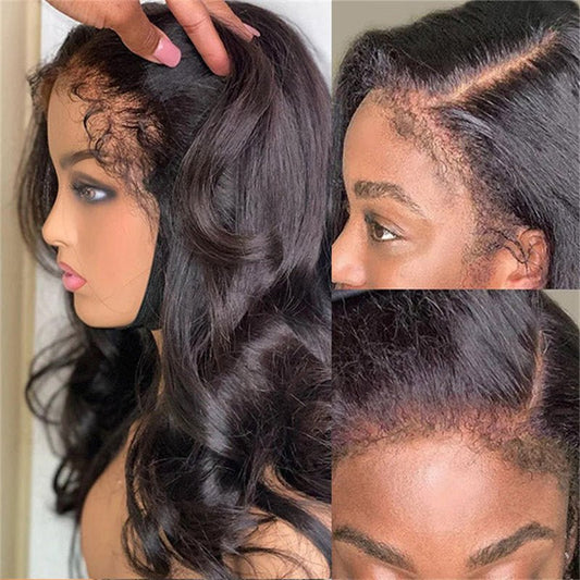 Lemoda 4C Edges Hairline Lace Front Wigs Body Wave HD Invisible 13x4 13x6 Frontal Wigs With Kinky Edges Curly Baby Hair - Lemoda Hair