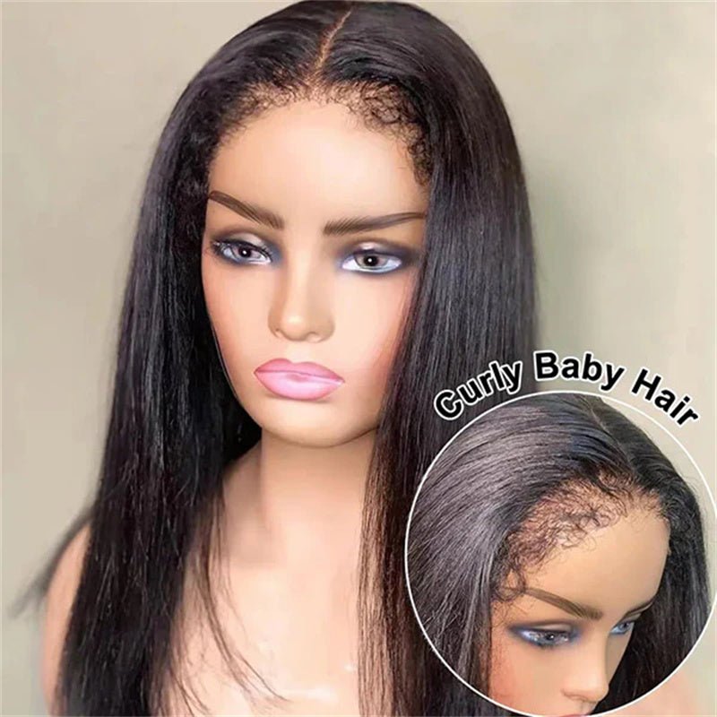 Lemoda 4C Edges Hairline Straight Hair 13x4 13x6 HD Invisible Lace Front Wigs With Kinky Edges Curly Baby Hair - Lemoda Hair
