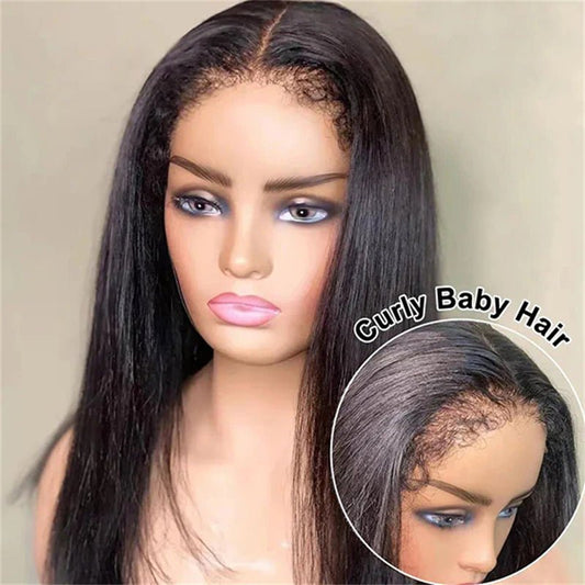 Lemoda 4C Edges Hairline Straight Hair 13x4 13x6 HD Invisible Lace Front Wigs With Kinky Edges Curly Baby Hair - Lemoda Hair