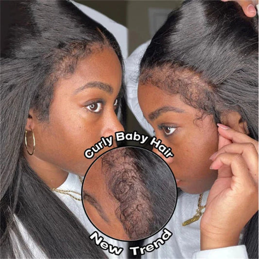 Lemoda 4C Edges Hairline Straight Hair 13x4 13x6 HD Invisible Lace Front Wigs With Kinky Edges Curly Baby Hair - Lemoda Hair
