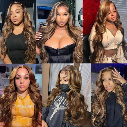Lemoda 4x4 5x5 Lace Closure Wig With Baby Hair P4/27 Highlight Body Wave Human Hair Wigs HD Transparent 6x6 Lace Wigs - Lemoda Hair