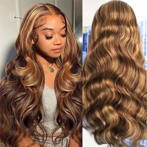 Lemoda 4x4 5x5 Lace Closure Wig With Baby Hair P4/27 Highlight Body Wave Human Hair Wigs HD Transparent 6x6 Lace Wigs - Lemoda Hair