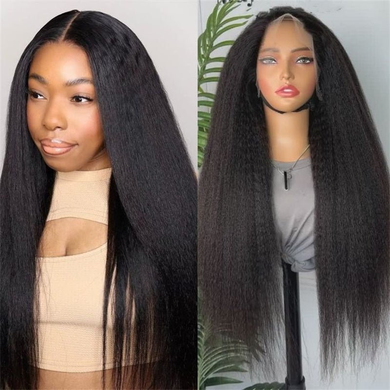 Lemoda 4x4 HD Transparent Lace Closure Wigs Yaki Straight Human Hair Wigs for Women - Lemoda Hair