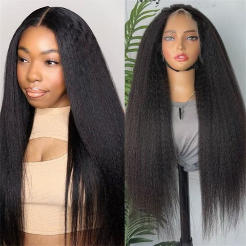 Lemoda 4x4 HD Transparent Lace Closure Wigs Yaki Straight Human Hair Wigs for Women - Lemoda Hair