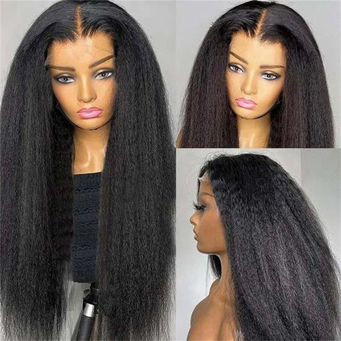 Lemoda 4x4 HD Transparent Lace Closure Wigs Yaki Straight Human Hair Wigs for Women - Lemoda Hair