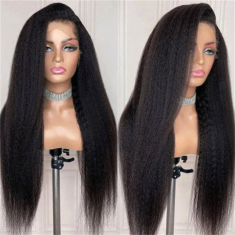 Lemoda 4x4 HD Transparent Lace Closure Wigs Yaki Straight Human Hair Wigs for Women - Lemoda Hair