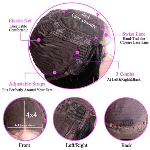 Lemoda 4x4 Lace Closure Wigs Deep Wave Human Hair HD Transparent Lace Front Wigs 250% - Lemoda Hair