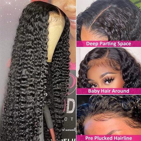 Lemoda 4x4 Lace Closure Wigs Deep Wave Human Hair HD Transparent Lace Front Wigs 250% - Lemoda Hair