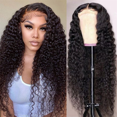 Lemoda 4x4 Lace Closure Wigs Deep Wave Human Hair HD Transparent Lace Front Wigs 250% - Lemoda Hair