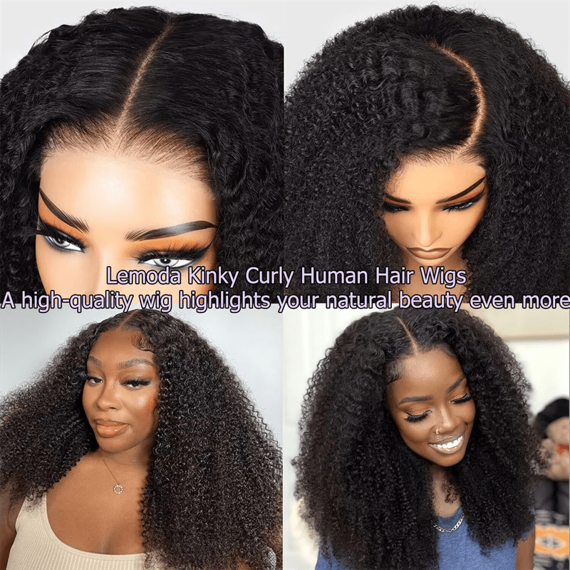 Lemoda 5x5 Glueless Wig Burmese Kinky Curly Lace Frontal Human Hair Wigs Pre - Bleached Knots - Lemoda Hair