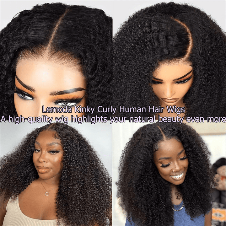 Lemoda 5x5 Glueless Wig Burmese Kinky Curly Lace Frontal Human Hair Wigs Pre - Bleached Knots - Lemoda Hair