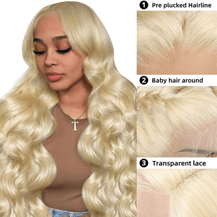 Lemoda 613 Blonde Body Wave 3 Bundles With 13x6 Lace Frontal Closure Human Virgin Hair - Lemoda Hair