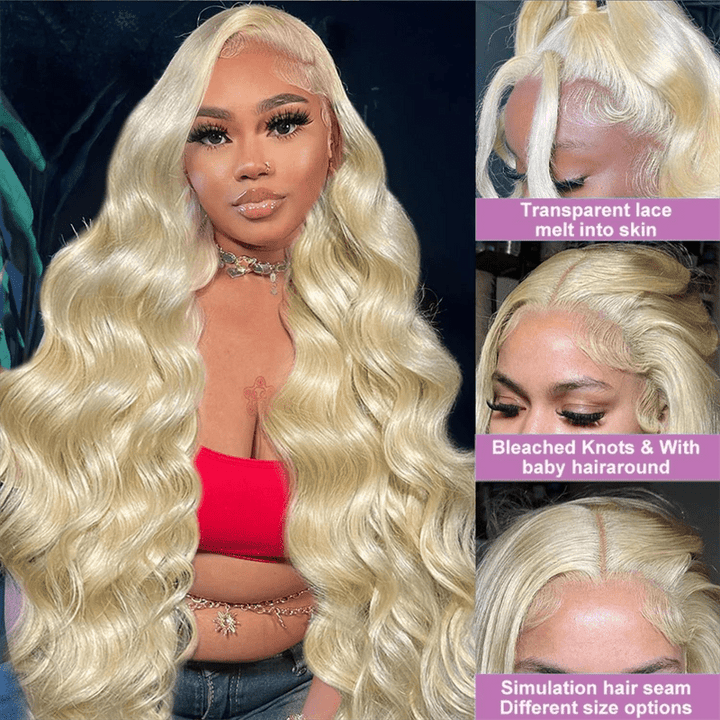 Lemoda 613 Blonde Body Wave Human Hair Wig 13x6 HD Transparent Lace Frontal Wigs 250% - Mei Jin Hair