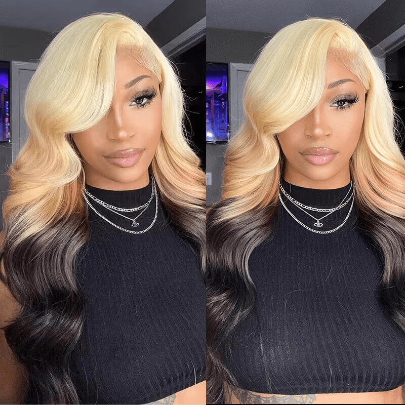Lemoda 613 Blonde Brown Ombre Lace Front Wigs Body Wave Human Hair Wigs 180% - Lemoda Hair