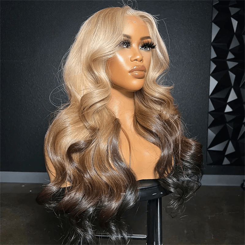 Lemoda 613 Blonde Brown Ombre Lace Front Wigs Body Wave Human Hair Wigs 180% - Lemoda Hair