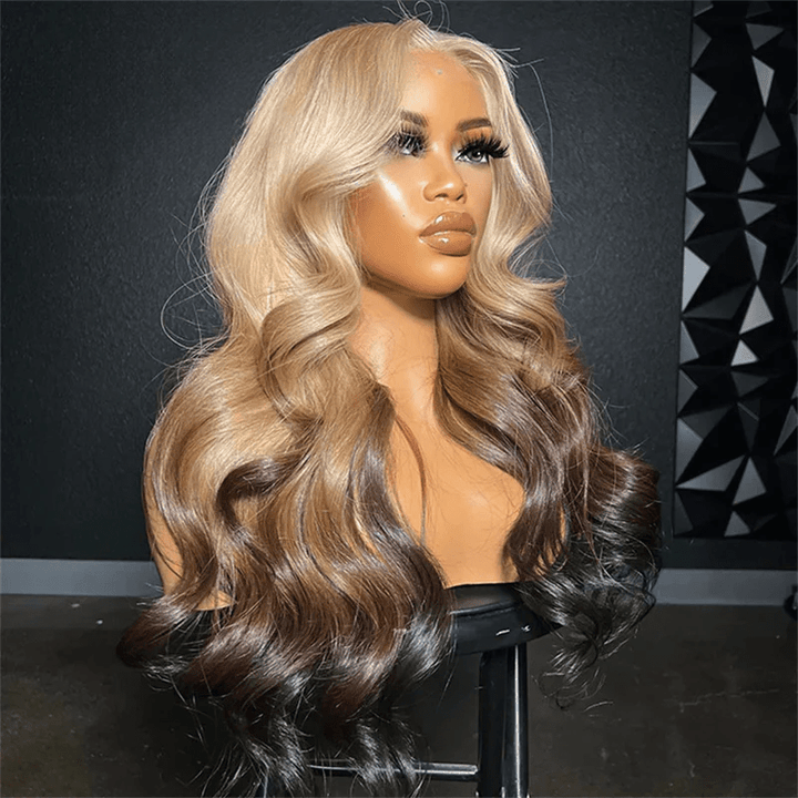 Lemoda 613 Blonde Brown Ombre Lace Front Wigs Body Wave Human Hair Wigs 180% - Lemoda Hair