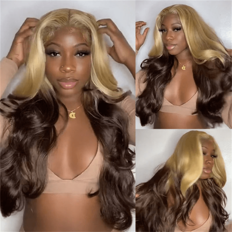 Lemoda 613 Blonde Brown Ombre Lace Front Wigs Body Wave Human Hair Wigs 180% - Lemoda Hair