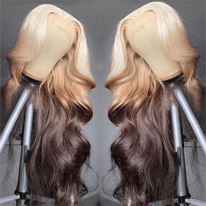 Lemoda 613 Blonde Brown Ombre Lace Front Wigs Body Wave Human Hair Wigs 180% - Lemoda Hair