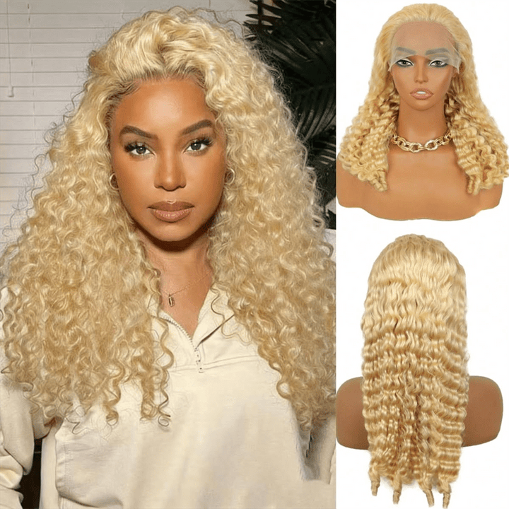 Lemoda 613 Blonde Wig Burmese Curly 13x6 Lace Front Wigs Human Hair - Lemoda Hair
