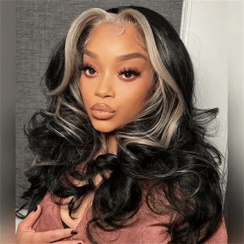 Lemoda 6x6 Lace Closure Wig Body Wave Blonde Skunk Stripe Human Hair Wigs for Women - Lemoda Hair