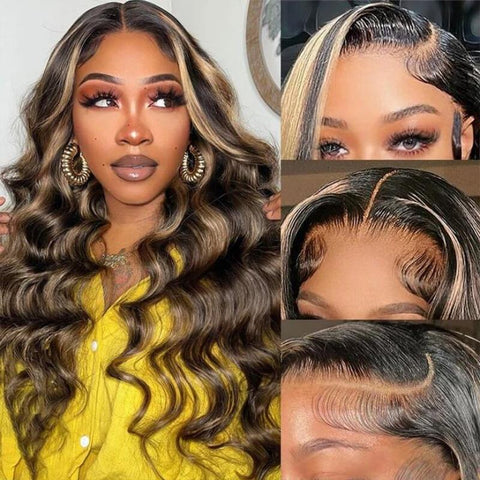 Lemoda 7x5 Glueless Wigs Body Wave Human Hair Wigs HD Transparent Lace P1B/27 Colored Wig - Lemoda Hair