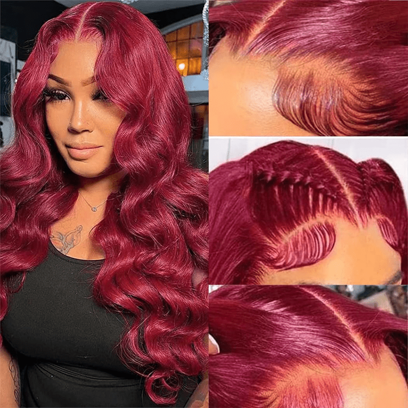 Lemoda 99J Glueless Wig Body Wave 7x5 Lace Closure Human Hair Wig Pre - Bleached Knots - Lemoda Hair