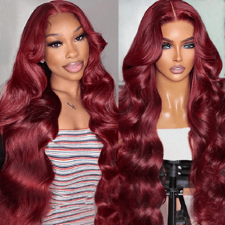 Lemoda 99J Glueless Wig Human Hair 7x5 Lace Closure Pre - bleached Knots Body Wave for Black Women - Lemoda Hair