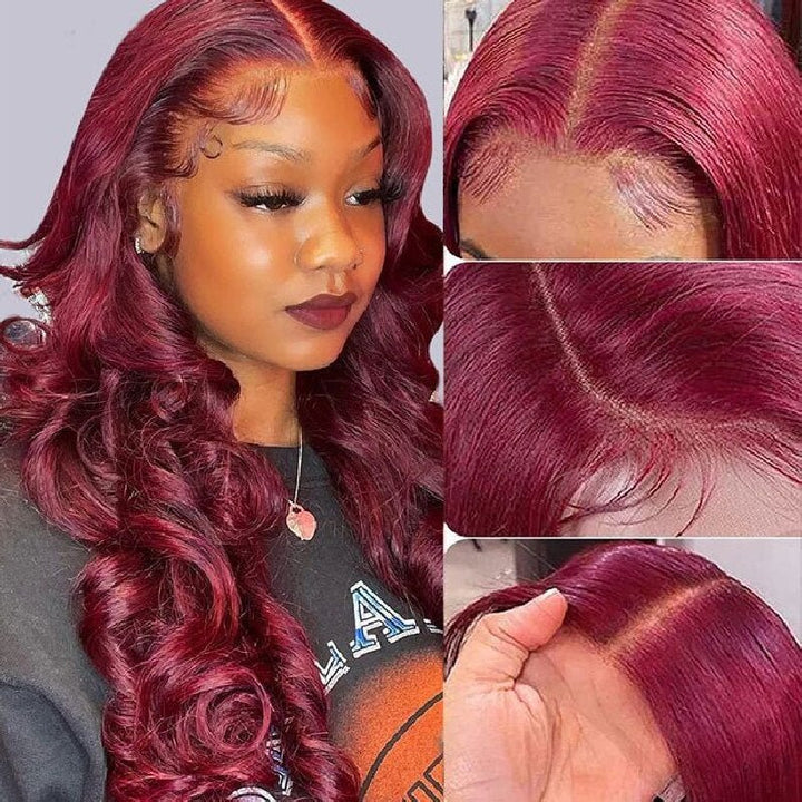 Lemoda 99J Glueless Wig Human Hair 7x5 Lace Closure Pre - bleached Knots Body Wave for Black Women - Lemoda Hair