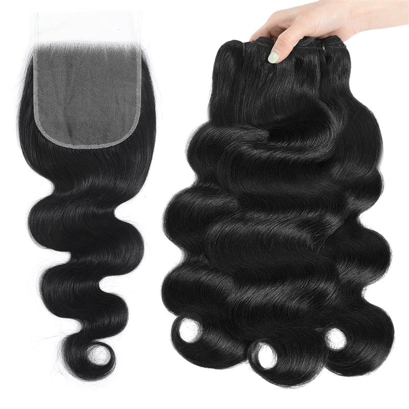 Lemoda Body Wave 3 Bundles With 4x4 Lace Closure Human Hair Extensions - Lemoda Hair