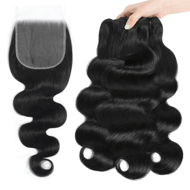 Lemoda Body Wave 3 Bundles With 4x4 Lace Closure Human Hair Extensions - Lemoda Hair