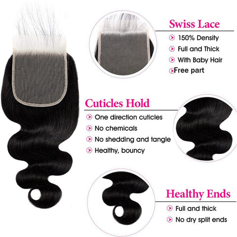 Lemoda Body Wave 5x5 Transparent HD Lace Closure Virgin Human Hair Frontal Closure - Lemoda Hair