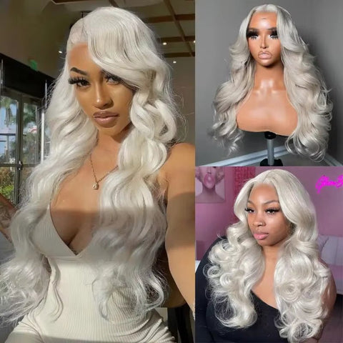 Lemoda Body Wave Lace Frontal Wigs Platinum Blonde Wig #60 White Human Hair Wig - Lemoda Hair