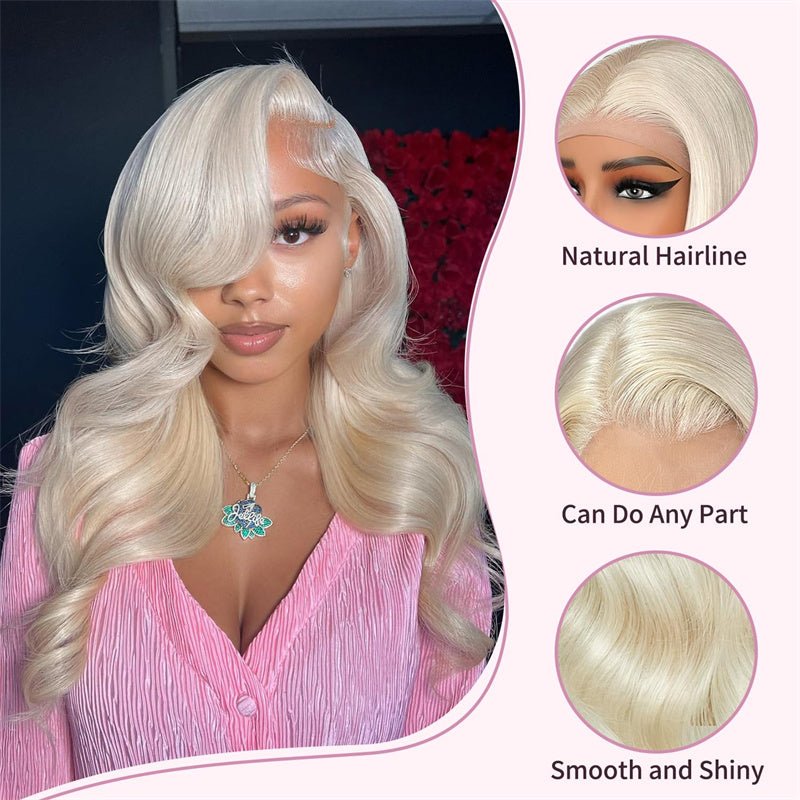 Lemoda Body Wave Lace Frontal Wigs Platinum Blonde Wig #60 White Human Hair Wig - Lemoda Hair