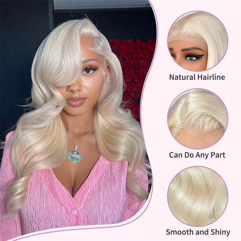 Lemoda Body Wave Lace Frontal Wigs Platinum Blonde Wig #60 White Human Hair Wig - Lemoda Hair