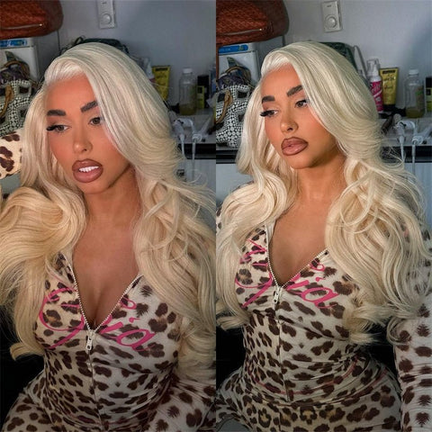 Lemoda Body Wave Lace Frontal Wigs Platinum Blonde Wig #60 White Human Hair Wig - Lemoda Hair