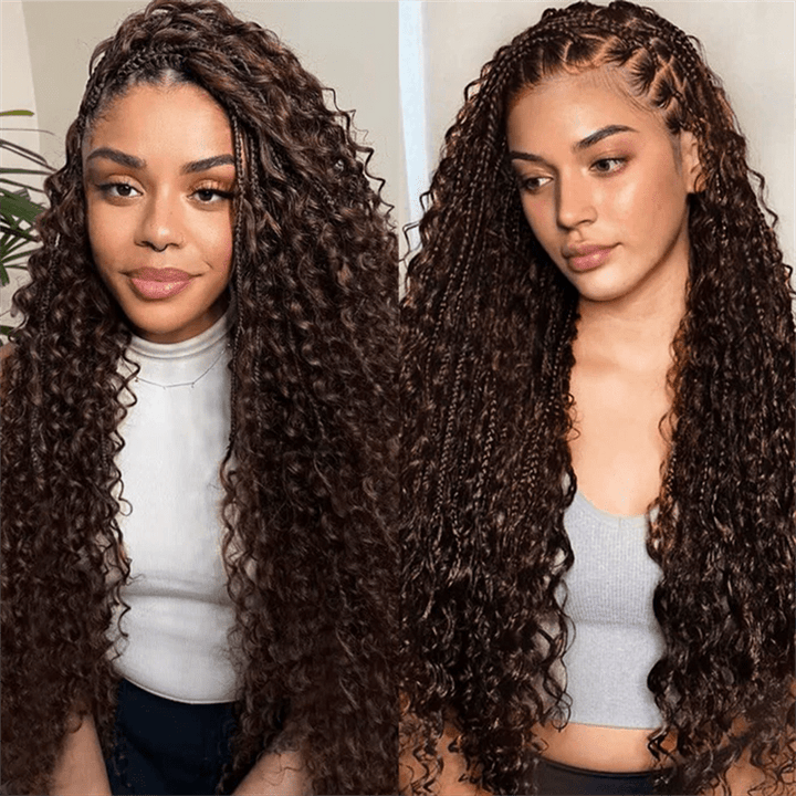 Lemoda Boho Curls Braided Wigs 13x6 Frontal Lace Pull Go Drawstring Wigs Human Hair - Lemoda Hair
