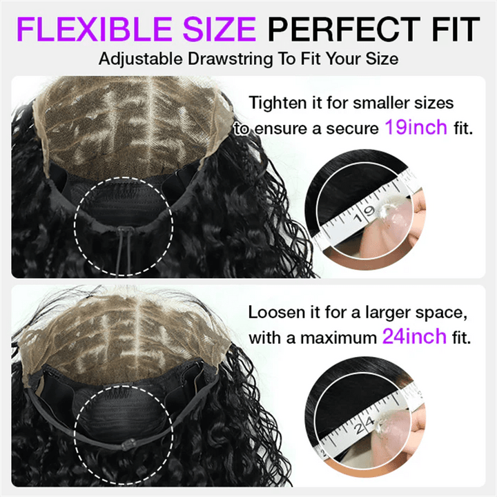 Lemoda Boho Curls Braided Wigs 13x6 Frontal Lace Pull Go Drawstring Wigs Human Hair - Lemoda Hair