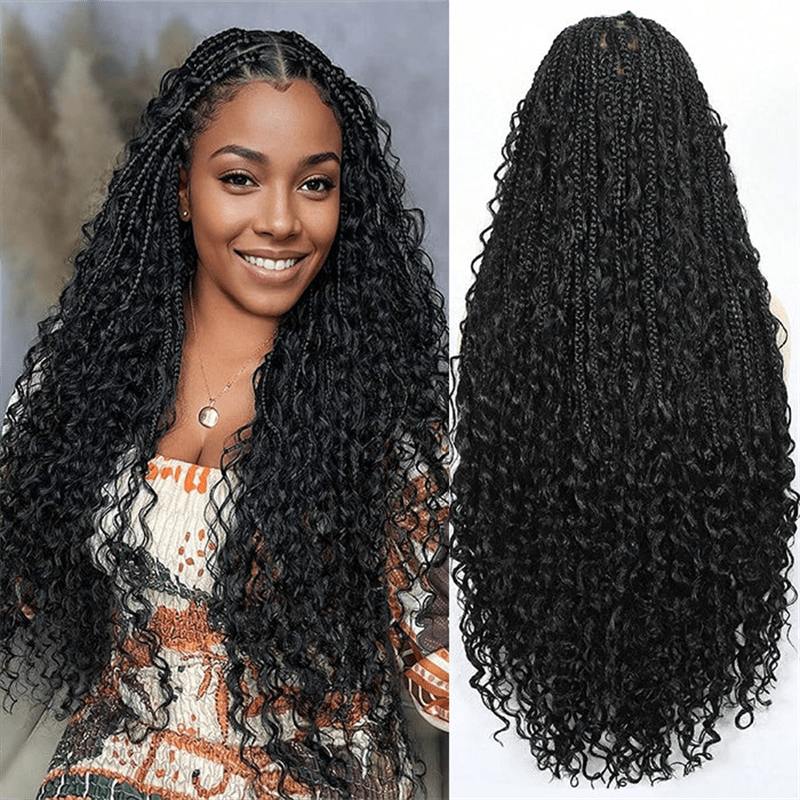 Lemoda Boho Curls Braided Wigs 13x6 Frontal Lace Pull Go Drawstring Wigs Human Hair - Lemoda Hair