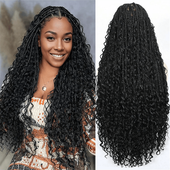 Lemoda Boho Curls Braided Wigs 13x6 Frontal Lace Pull Go Drawstring Wigs Human Hair - Lemoda Hair