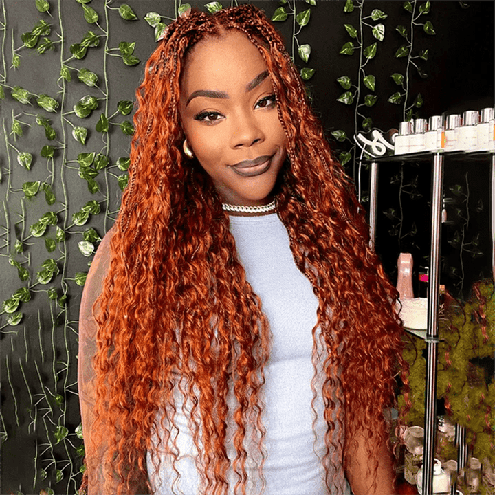 Lemoda Boho Curls Braided Wigs 13x6 Frontal Lace Pull Go Drawstring Wigs Human Hair - Lemoda Hair