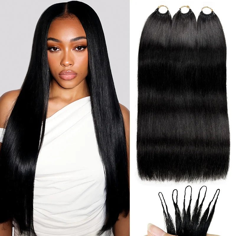Lemoda Bone Straight Knotless Pre-Separated Feather Crochet Human Hair Extensions - Lemoda Hair
