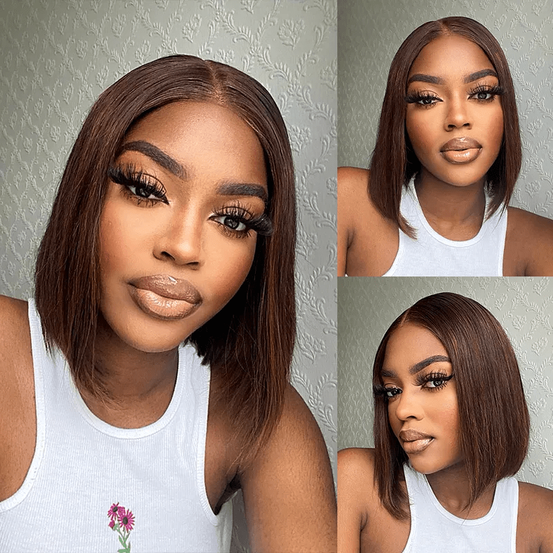 Lemoda Bone Straight Short Bob Wigs Transparent 2x6 Lace Human Hair Wigs 180% - Lemoda Hair