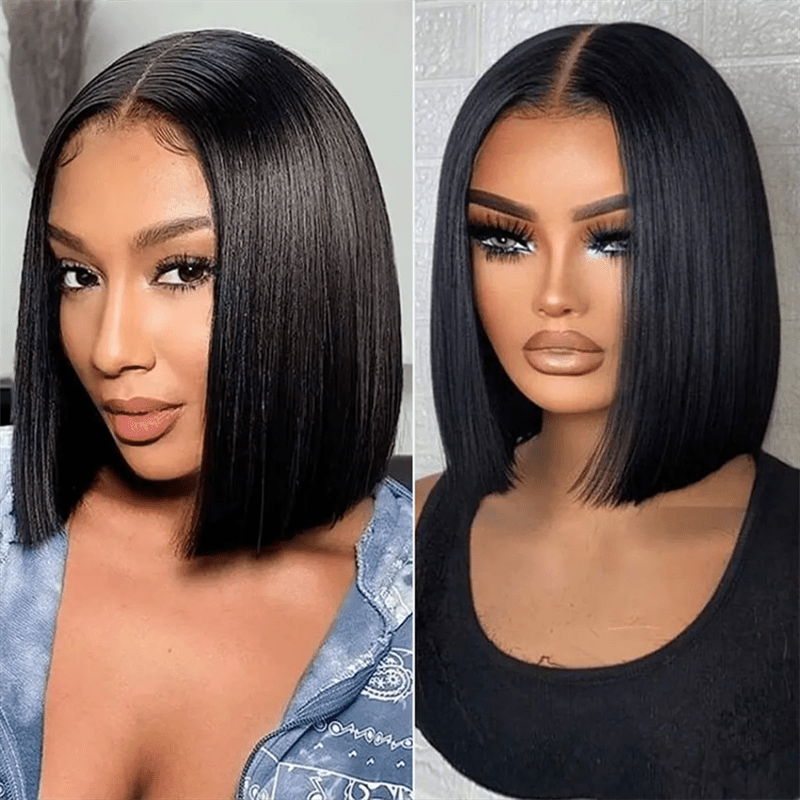 Lemoda Bone Straight Short Bob Wigs Transparent 2x6 Lace Human Hair Wigs 180% - Lemoda Hair